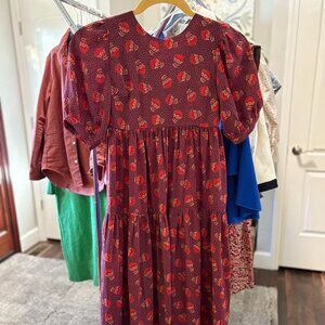 Jacquie the Label tiered floral Fall Midi Dress with pockets!!!! Women size XS